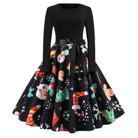 Women's Christmas Print Long Sleeve Dress