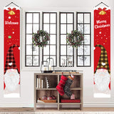 1 Pair of Christmas Banner Gnome Pattern Xmas Door Banner Home Decorations - Red