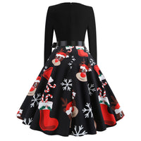 Women's Christmas Print Long Sleeve Dress